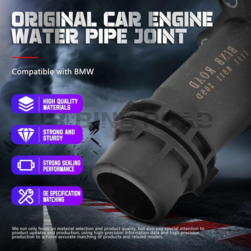 BINB ROAD 11118511205 Black Engine Block Water Pipe Connector Compatible with BMW 1 2 3 4 5 6 7 X1 X2 X3 X4 X5 | Compatible with MINI F55 F56 2013-2019 - Image 4